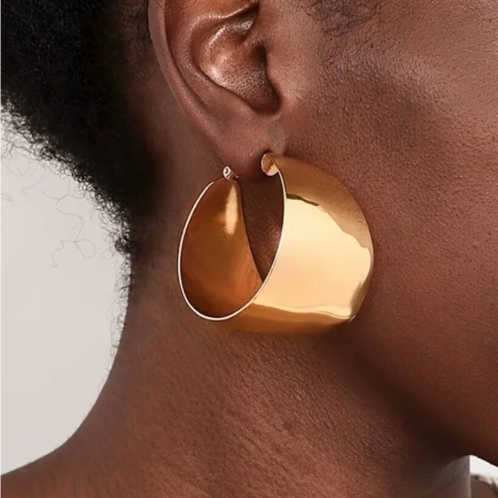 14K Gold 2" Large Chunky Hoop Earrings Womens Big Thick Hoops Ladies Jewelry NEW